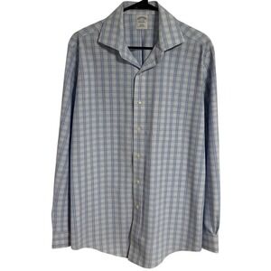 Brooks Brothers 1818 Slim Fit 15.5 35 Blue Check Dress Shirt